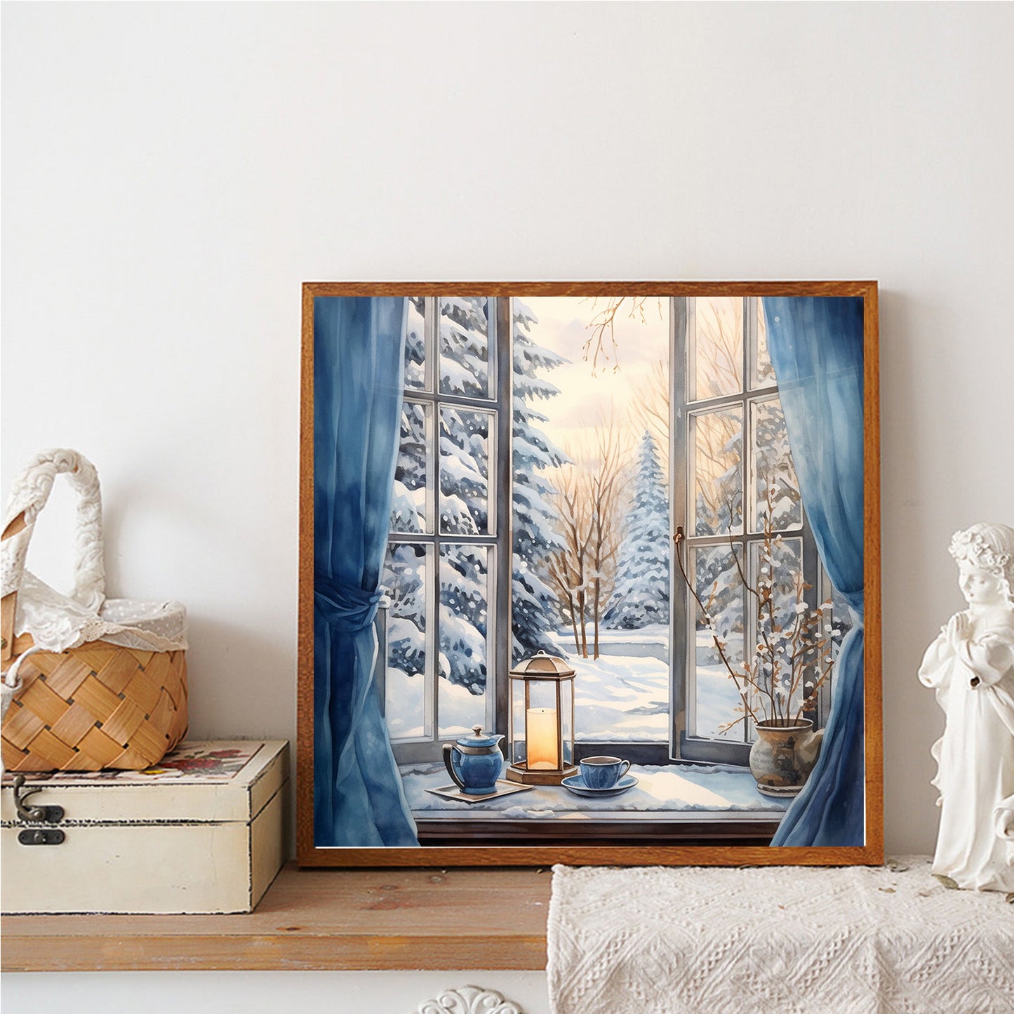 Winter Scene Outside The Window - Full Round Drill Diamond Painting 30*30CM