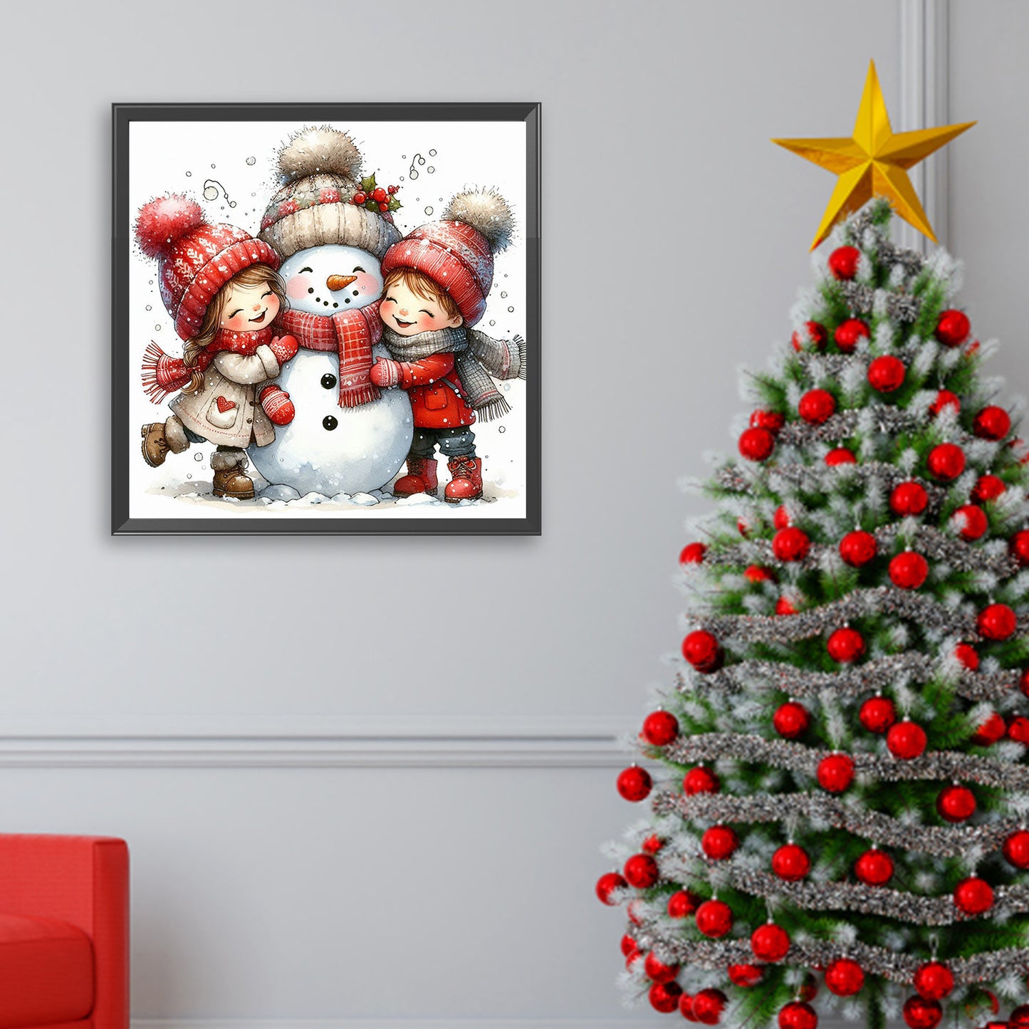 Snowman Building - Full Square Drill Diamond Painting 30*30CM