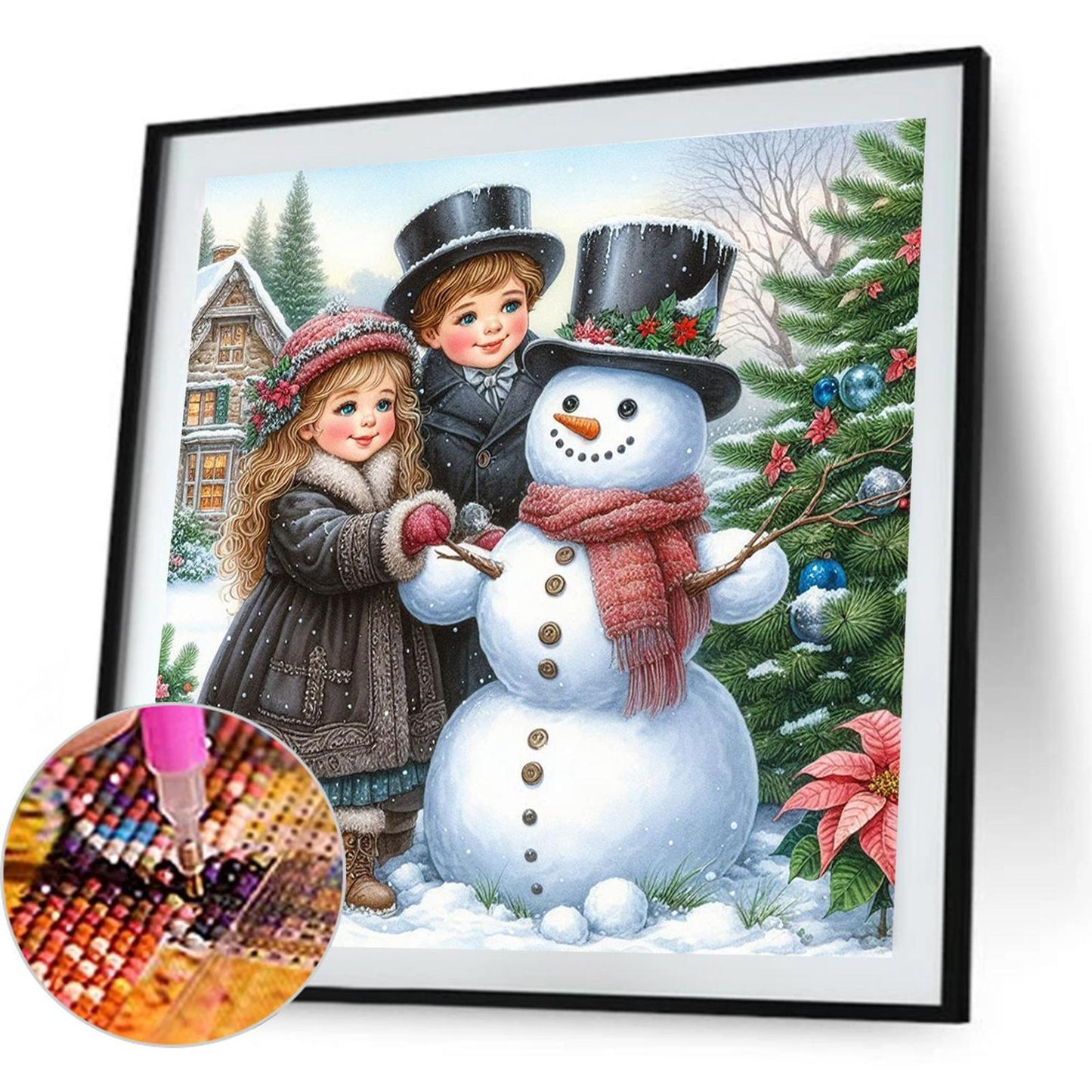Snowman Building - Full Square Drill Diamond Painting 30*30CM