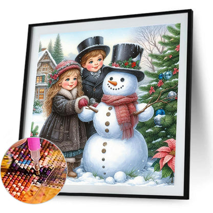 Snowman Building - Full Square Drill Diamond Painting 30*30CM