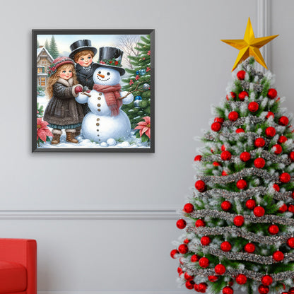 Snowman Building - Full Square Drill Diamond Painting 30*30CM
