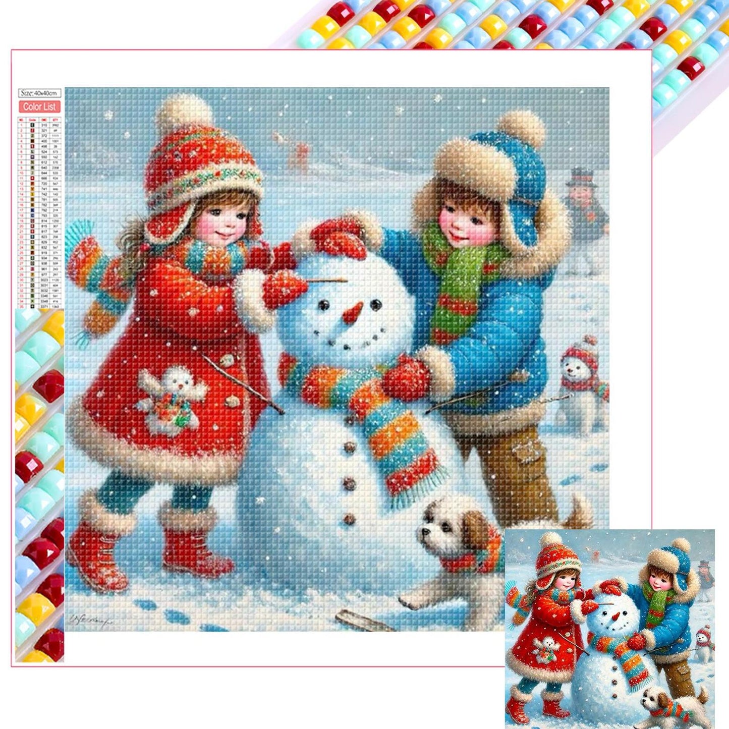Snowman Building - Full Square Drill Diamond Painting 30*30CM