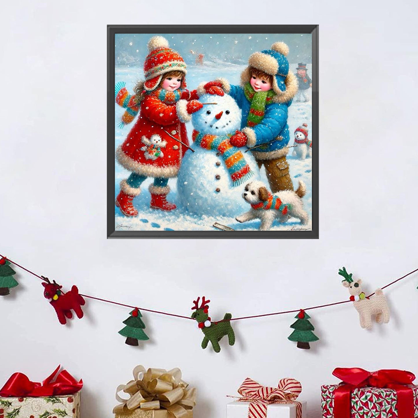 Snowman Building - Full Square Drill Diamond Painting 30*30CM