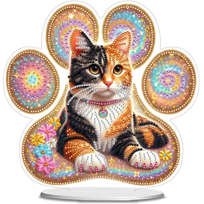 Cat Paw DIY 2D Flat Acrylic Diamond Painting Desktop Ornaments Kit 24*22cm Home