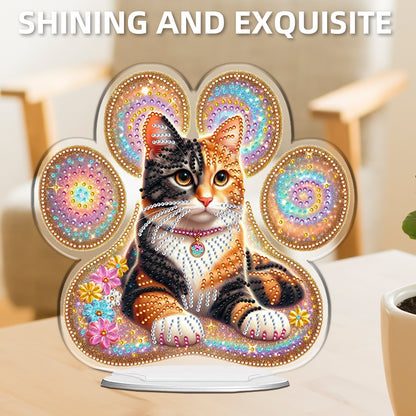 Cat Paw DIY 2D Flat Acrylic Diamond Painting Desktop Ornaments Kit 24*22cm Home