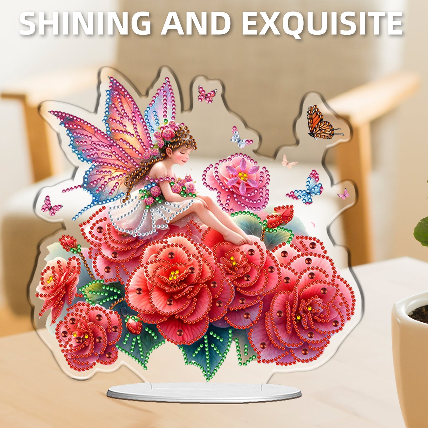 Butterfly DIY 2D Flat Acrylic Diamond Painting Desktop Ornaments Kit 24*22cm