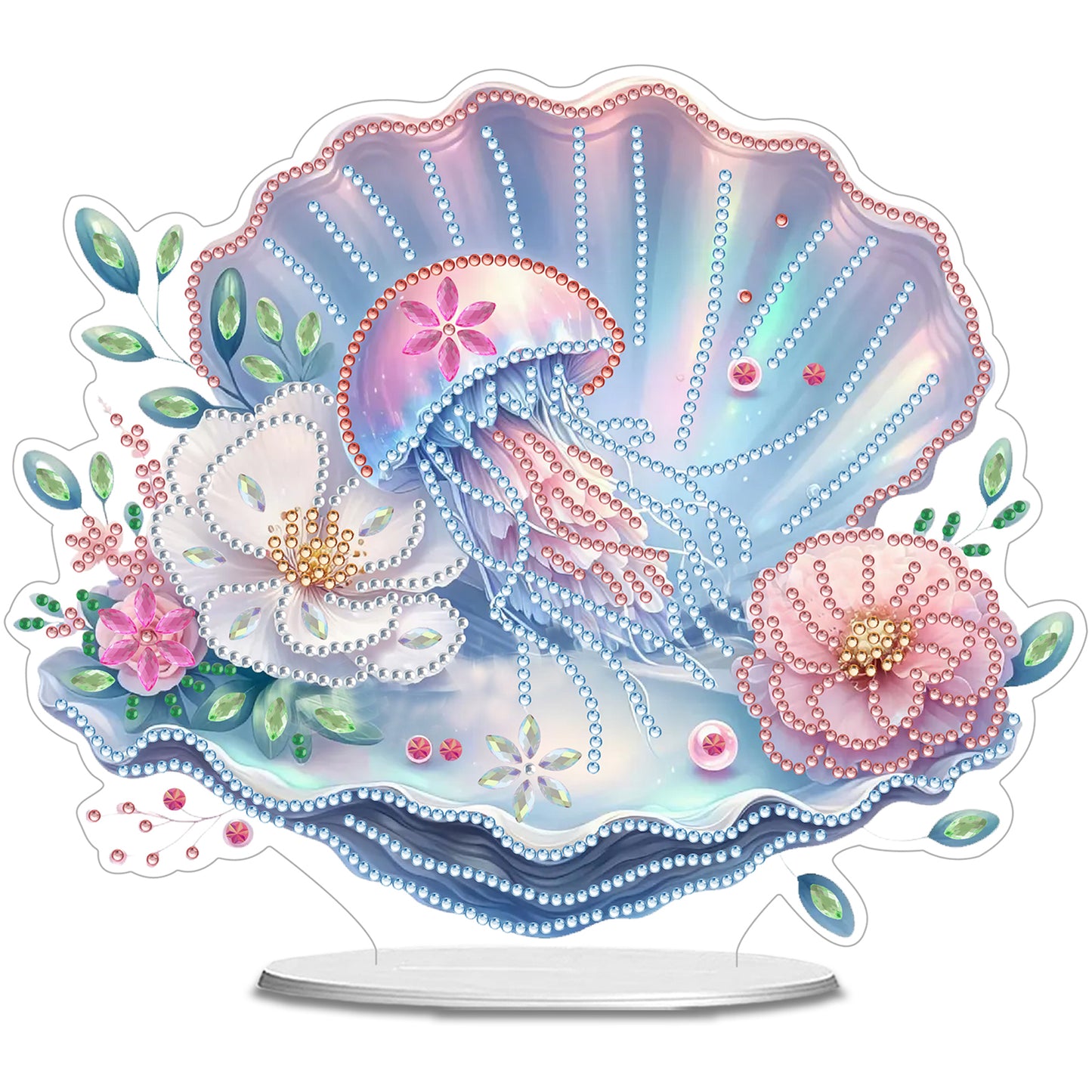 Shells Flower DIY 2D Flat Acrylic Diamond Painting Desktop Ornaments Kit 24*22cm