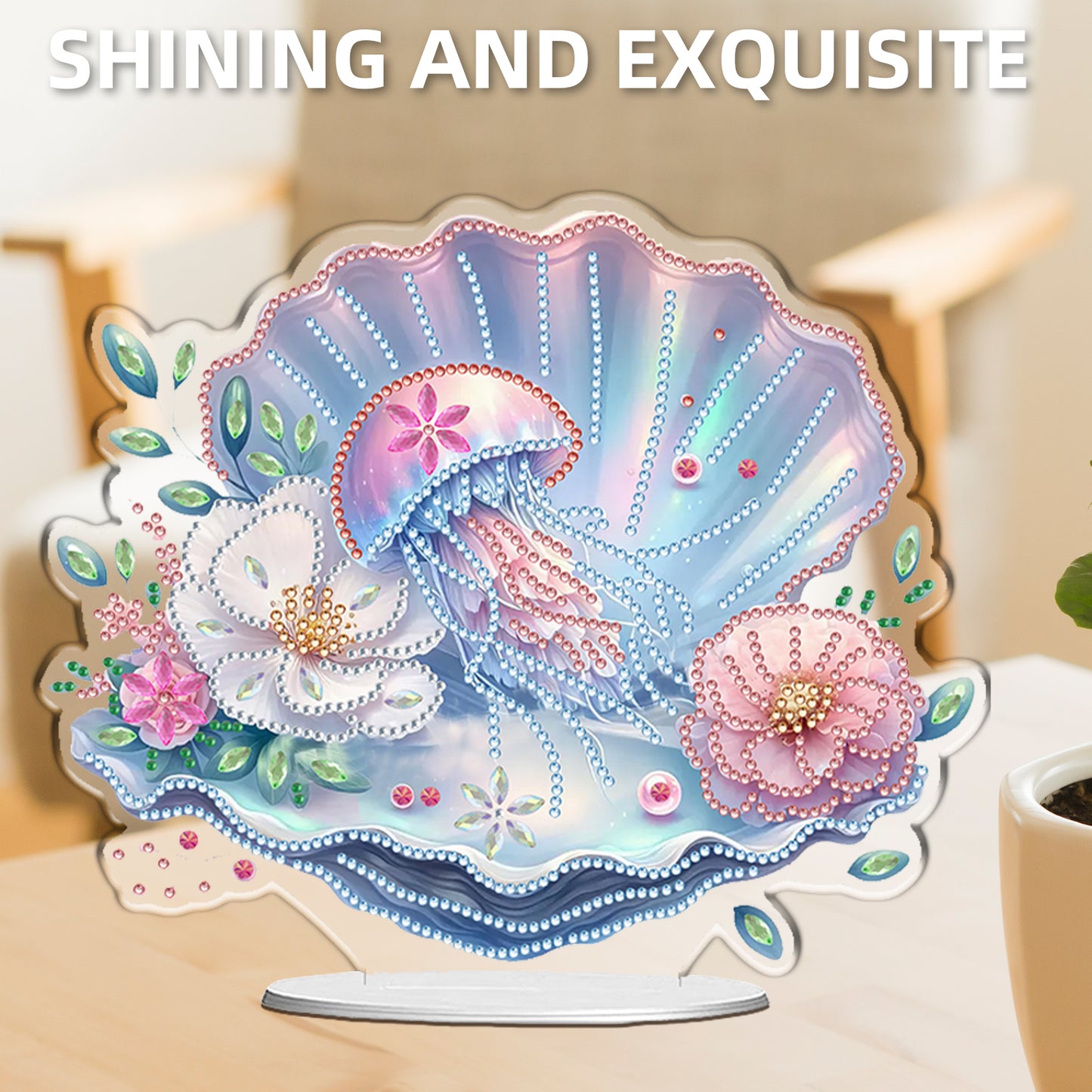 Shells Flower DIY 2D Flat Acrylic Diamond Painting Desktop Ornaments Kit 24*22cm