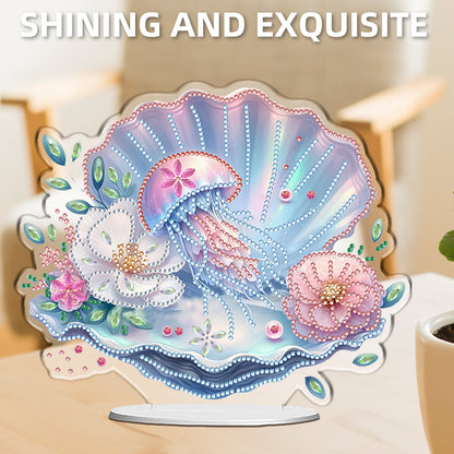 Shells Flower DIY 2D Flat Acrylic Diamond Painting Desktop Ornaments Kit 24*22cm