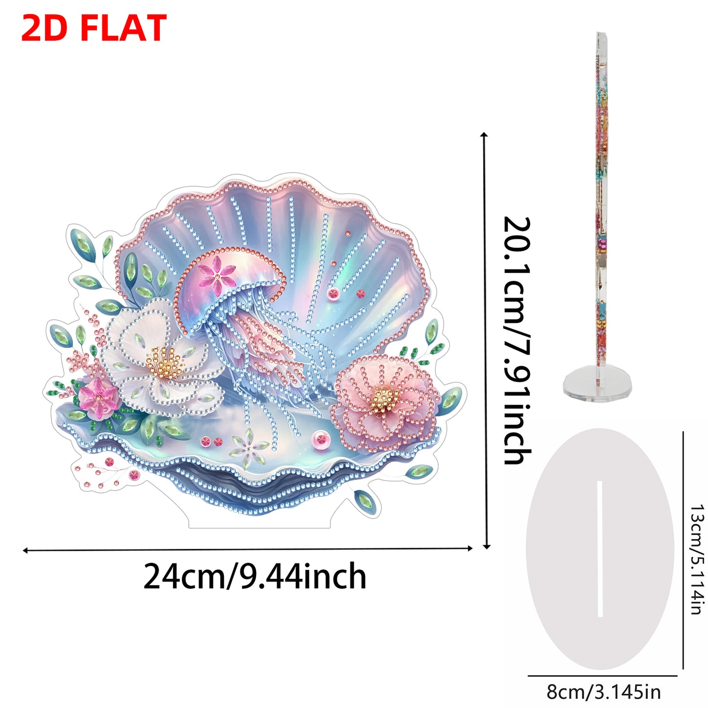 Shells Flower DIY 2D Flat Acrylic Diamond Painting Desktop Ornaments Kit 24*22cm