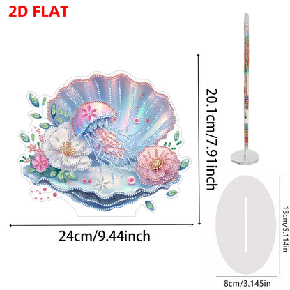Shells Flower DIY 2D Flat Acrylic Diamond Painting Desktop Ornaments Kit 24*22cm