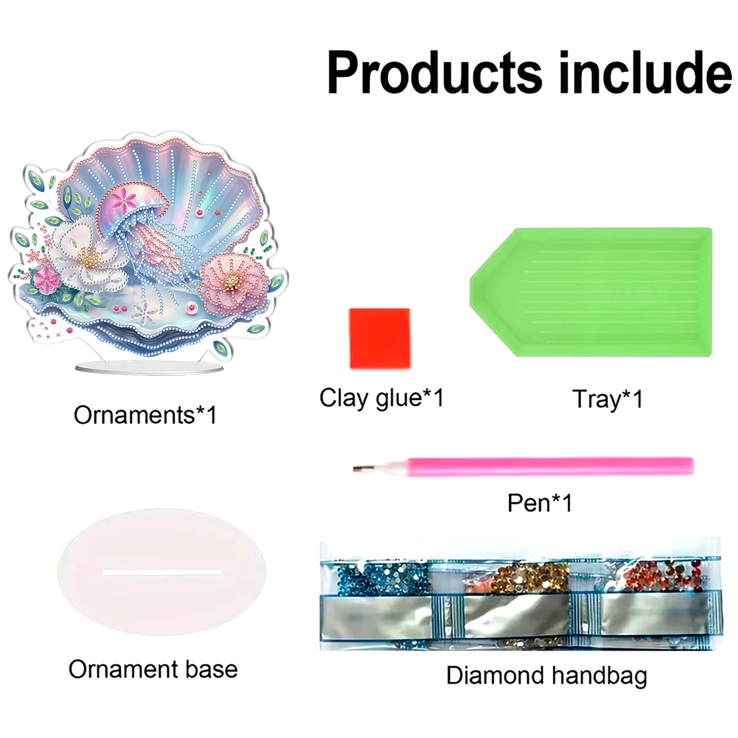 Shells Flower DIY 2D Flat Acrylic Diamond Painting Desktop Ornaments Kit 24*22cm