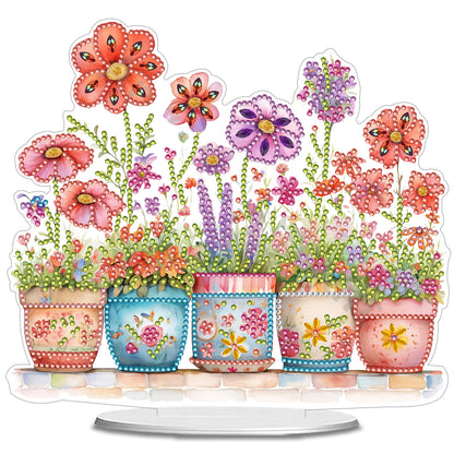 Plant DIY 2D Flat Acrylic Desktop Special Shaped Diamond Art Kit 24*22cm As Gift