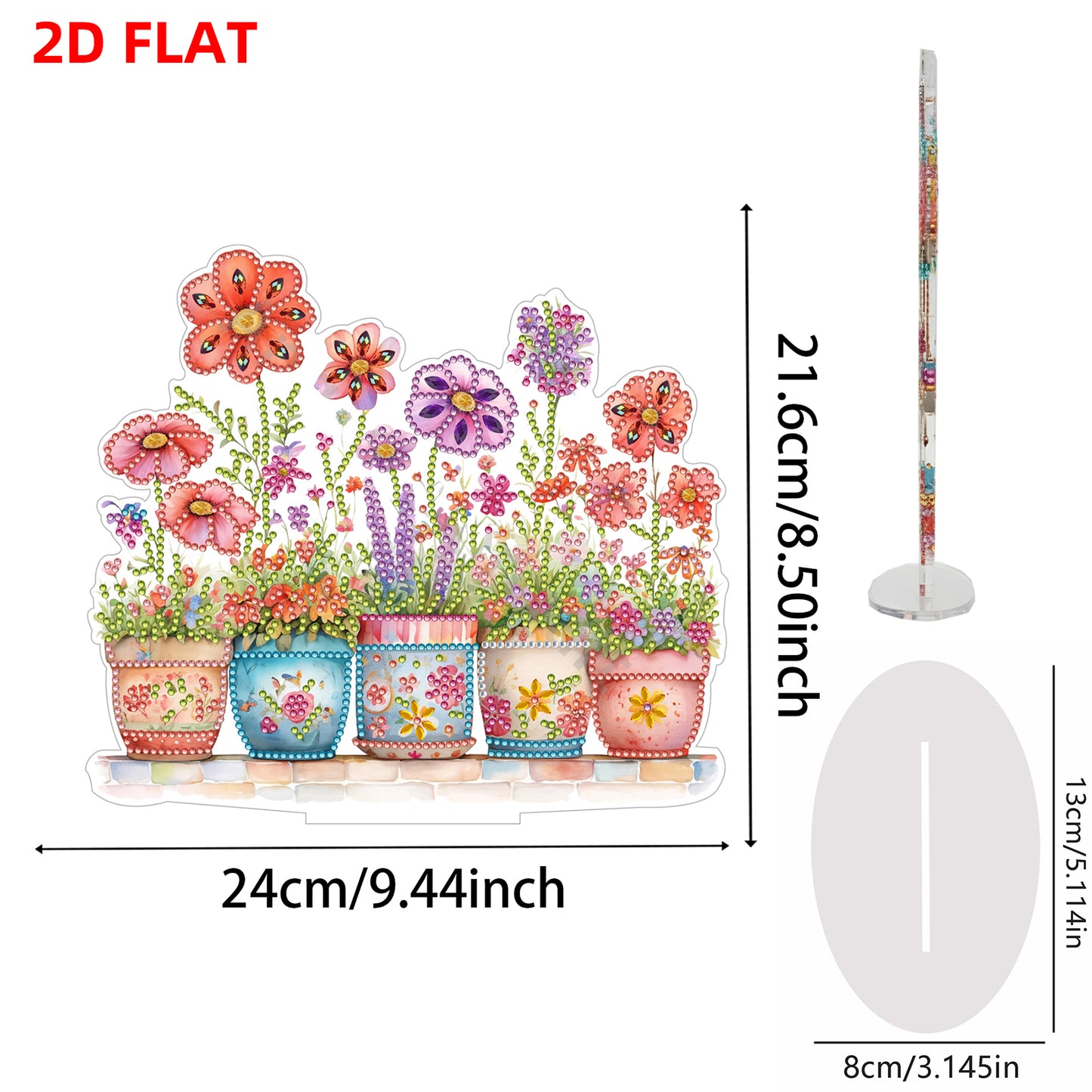 Plant DIY 2D Flat Acrylic Desktop Special Shaped Diamond Art Kit 24*22cm As Gift