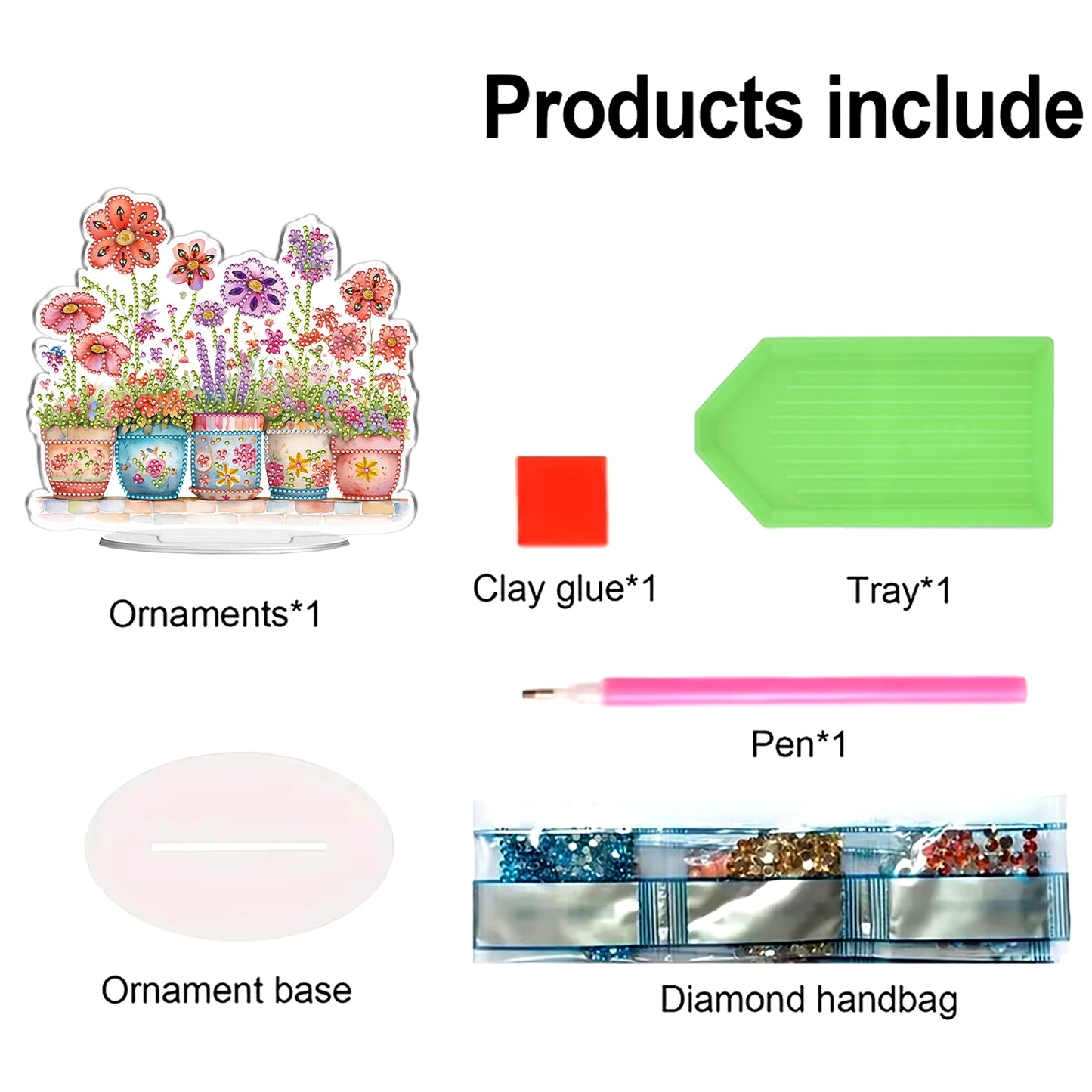 Plant DIY 2D Flat Acrylic Desktop Special Shaped Diamond Art Kit 24*22cm As Gift