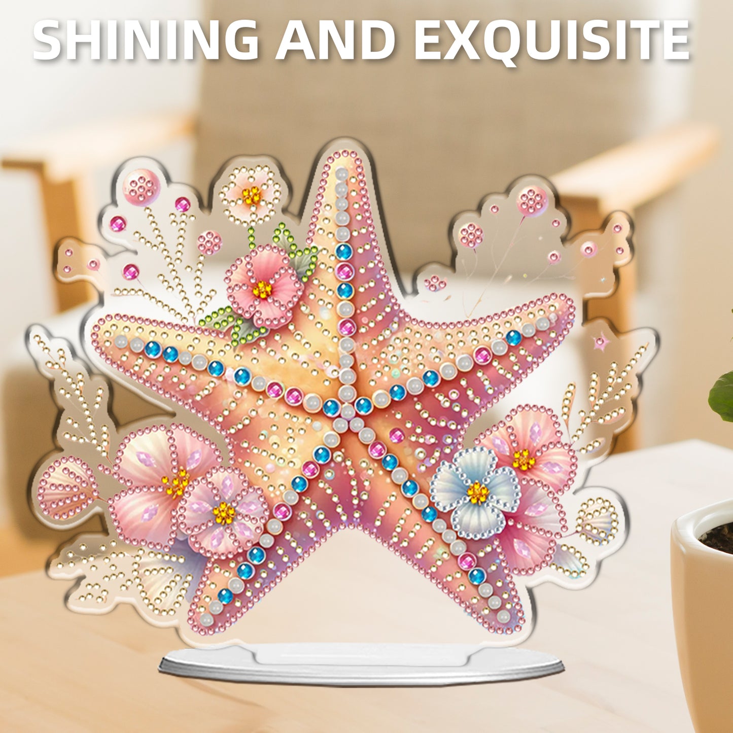 Starfish DIY 2D Flat Acrylic Home Desktop Special Shaped Diamond Art Kit 24*22cm