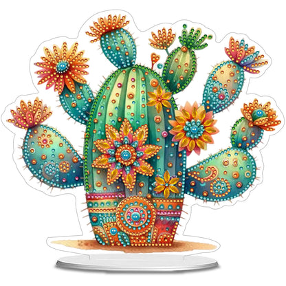 Cactus DIY 2D Flat Acrylic Home Desktop Special Shaped Diamond Art Kits 24*22cm