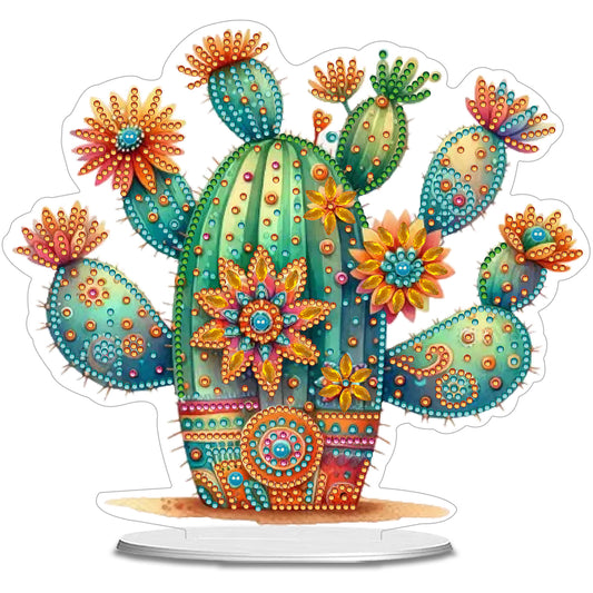 Cactus DIY 2D Flat Acrylic Home Desktop Special Shaped Diamond Art Kits 24*22cm
