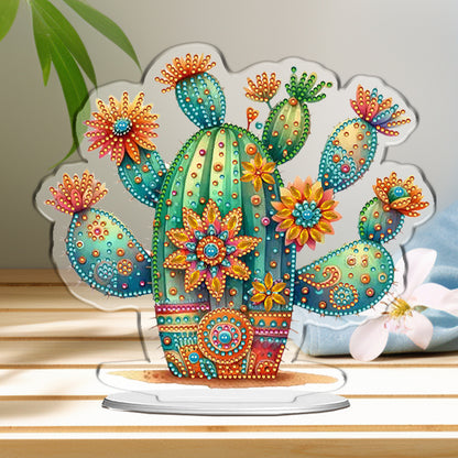Cactus DIY 2D Flat Acrylic Home Desktop Special Shaped Diamond Art Kits 24*22cm