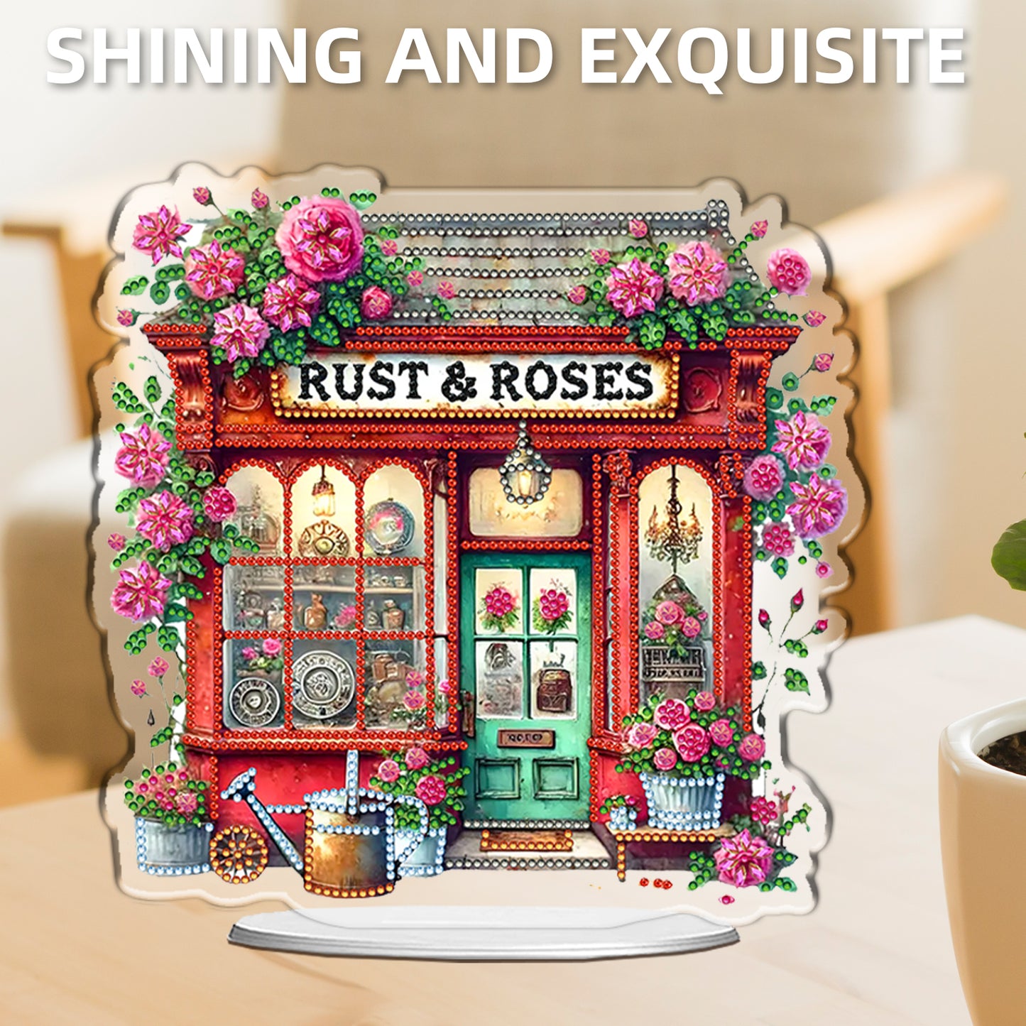 Cottage DIY 2D Flat Acrylic Home Desktop Special Shaped Diamond Art Kits 24*22cm