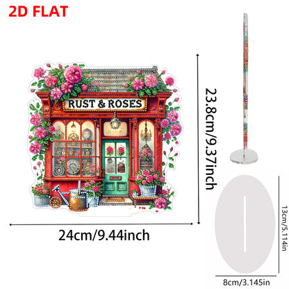 Cottage DIY 2D Flat Acrylic Home Desktop Special Shaped Diamond Art Kits 24*22cm