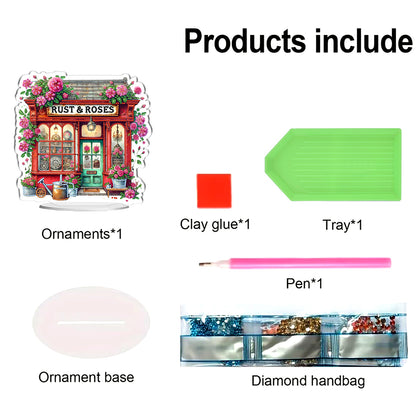 Cottage DIY 2D Flat Acrylic Home Desktop Special Shaped Diamond Art Kits 24*22cm