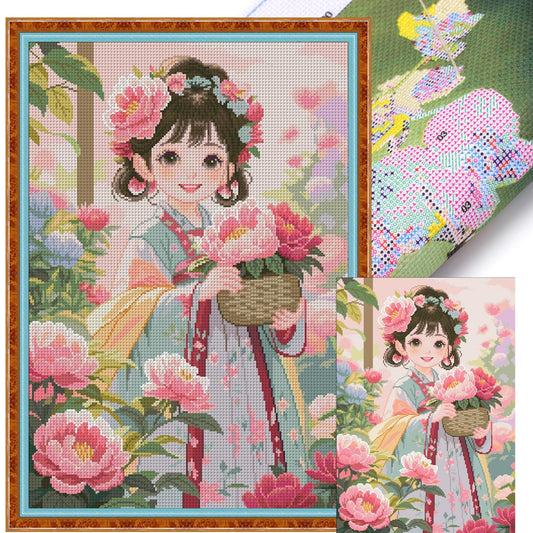 Ancient Style Girl - 11CT Stamped Cross Stitch 50*70CM (Mona Lisa Brand)