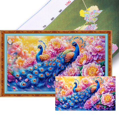 Peacock - 11CT Stamped Cross Stitch 90*50CM (Mona Lisa Brand)
