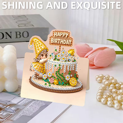 6 Packs Birthday Cake DIY Diamond Painting Greeting Card Kit for Adults Gifts