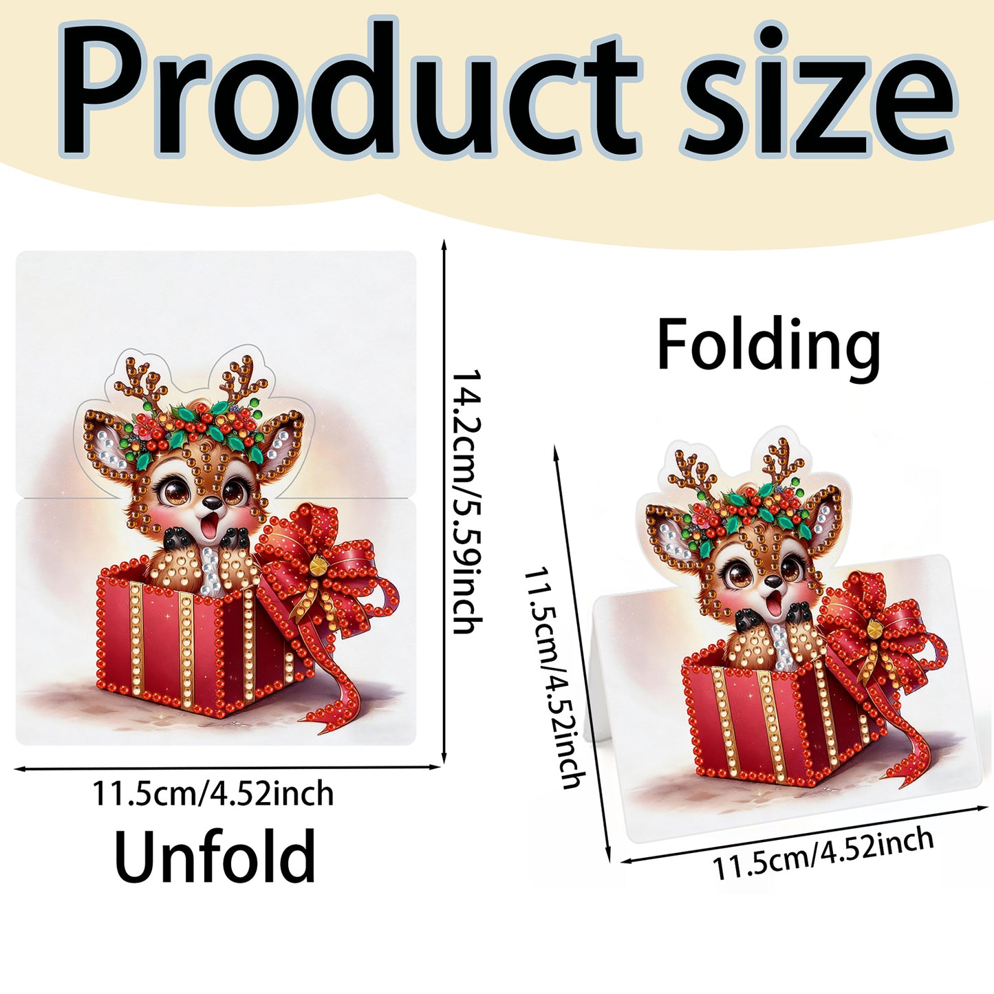 6 Packs Christmas Reindeer DIY Diamond Painting Greeting Card Kit for Adult Gift