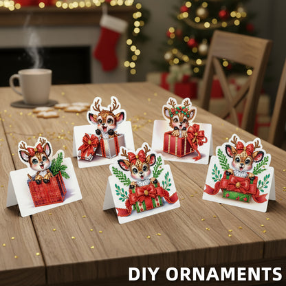 6 Packs Christmas Reindeer DIY Diamond Painting Greeting Card Kit for Adult Gift