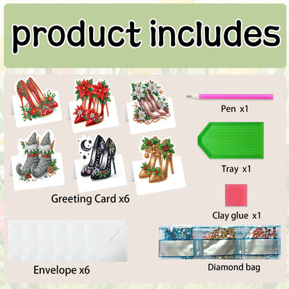 6 Packs High Heels DIY Diamond Painting Greeting Card Kit for Adults Gifts