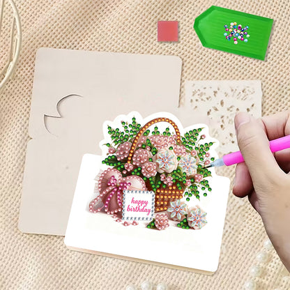 6 Packs Birthday DIY Diamond Painting Greeting Card Kit for Adults Holiday Gifts