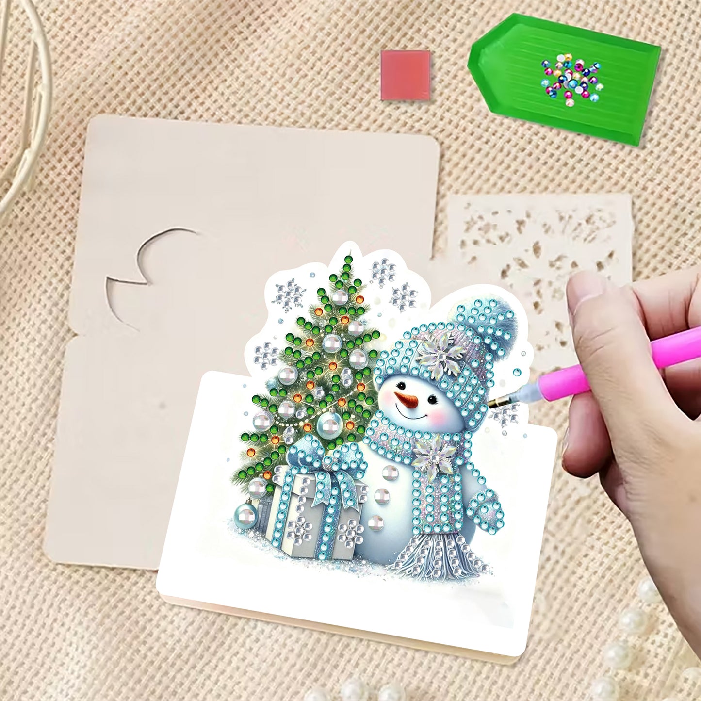 6 Packs Snowman DIY Diamond Painting Greeting Card Kit for Adults Holiday Gifts
