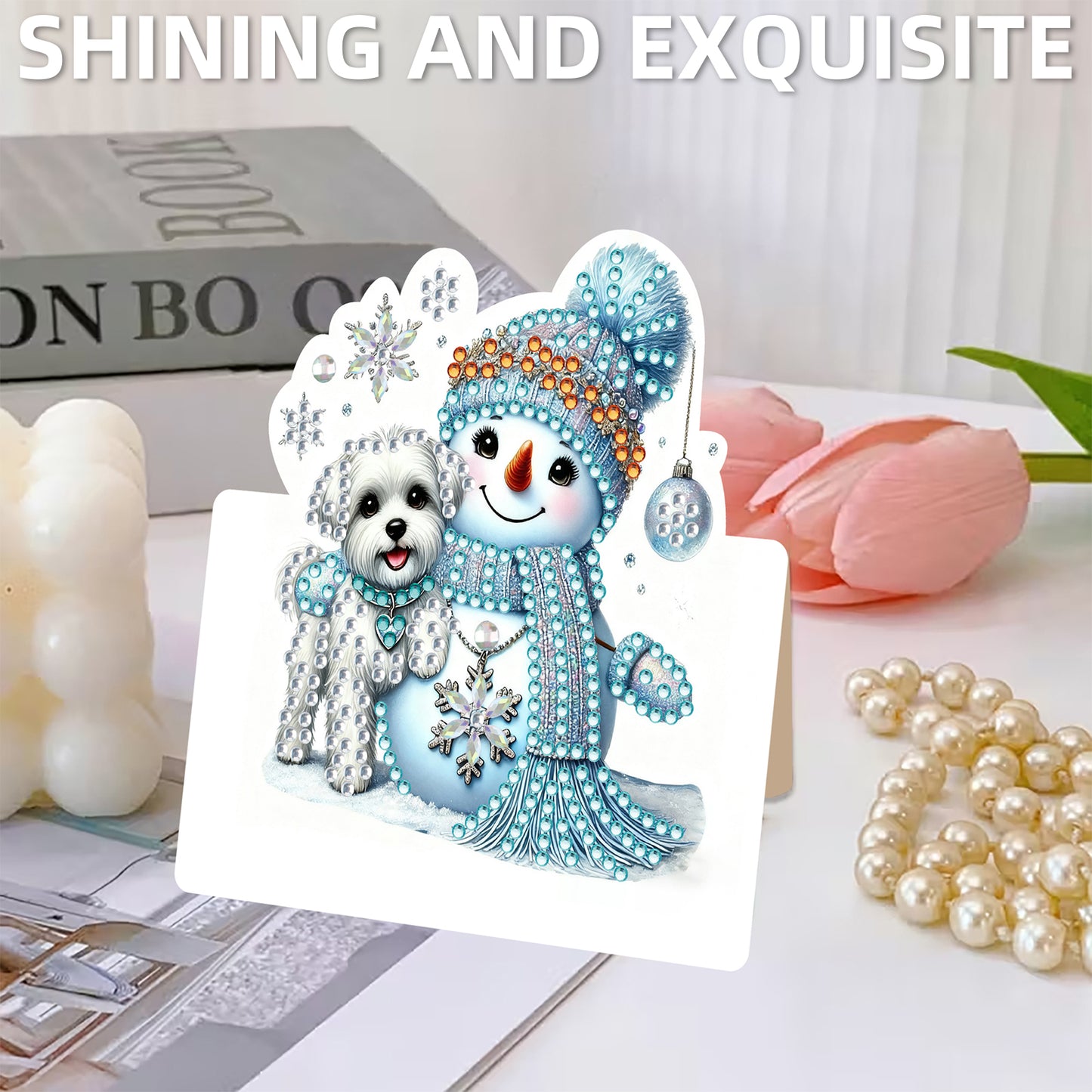 6 Packs Snowman DIY Diamond Painting Greeting Card Kit for Adults Holiday Gifts
