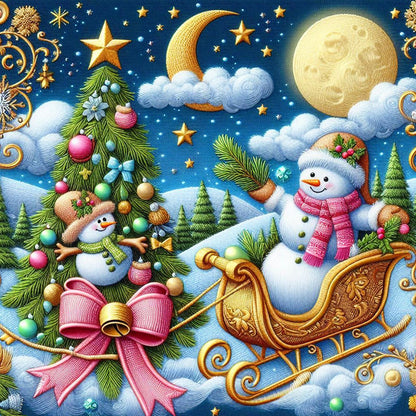 Snowman And Christmas Tree - Full Round Drill Diamond Painting 40*40CM