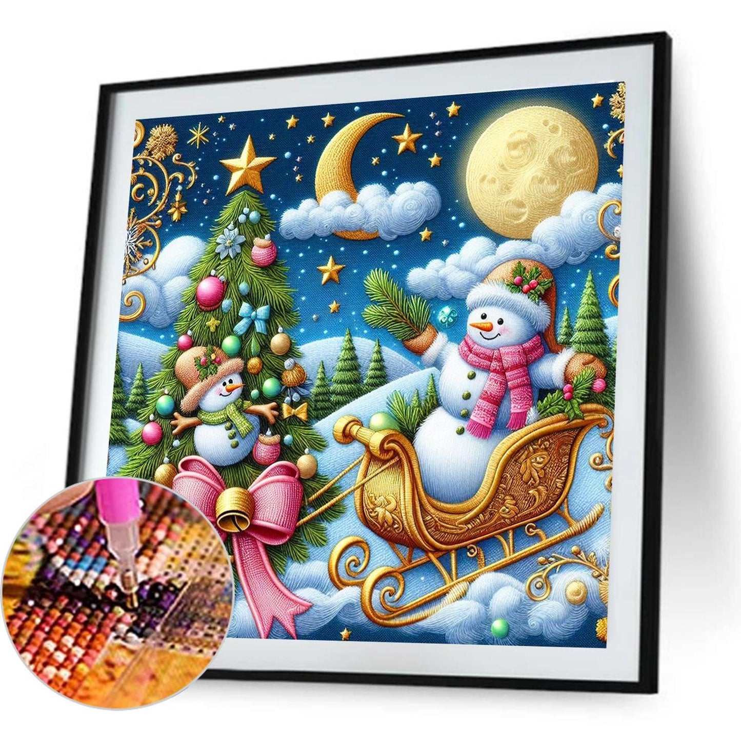 Snowman And Christmas Tree - Full Round Drill Diamond Painting 40*40CM