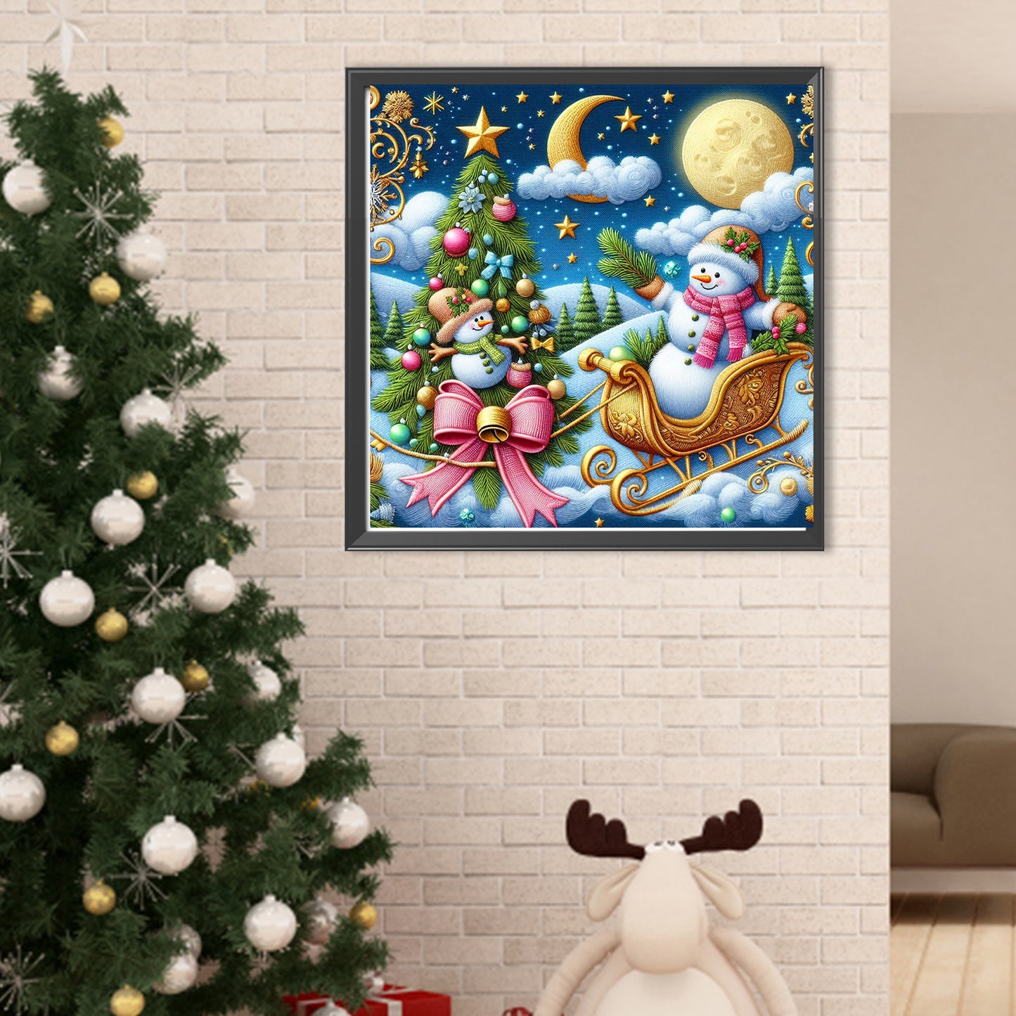 Snowman And Christmas Tree - Full Round Drill Diamond Painting 40*40CM