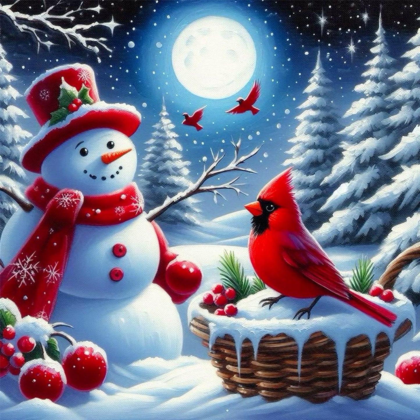Snowman - Full Round Drill Diamond Painting 40*40CM