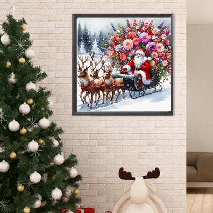 Christmas Sleigh And Santa Claus - Full Round Drill Diamond Painting 40*40CM