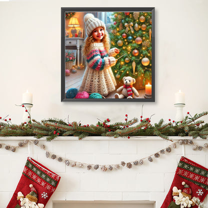 Christmas Little Girl - Full Round Drill Diamond Painting 40*40CM