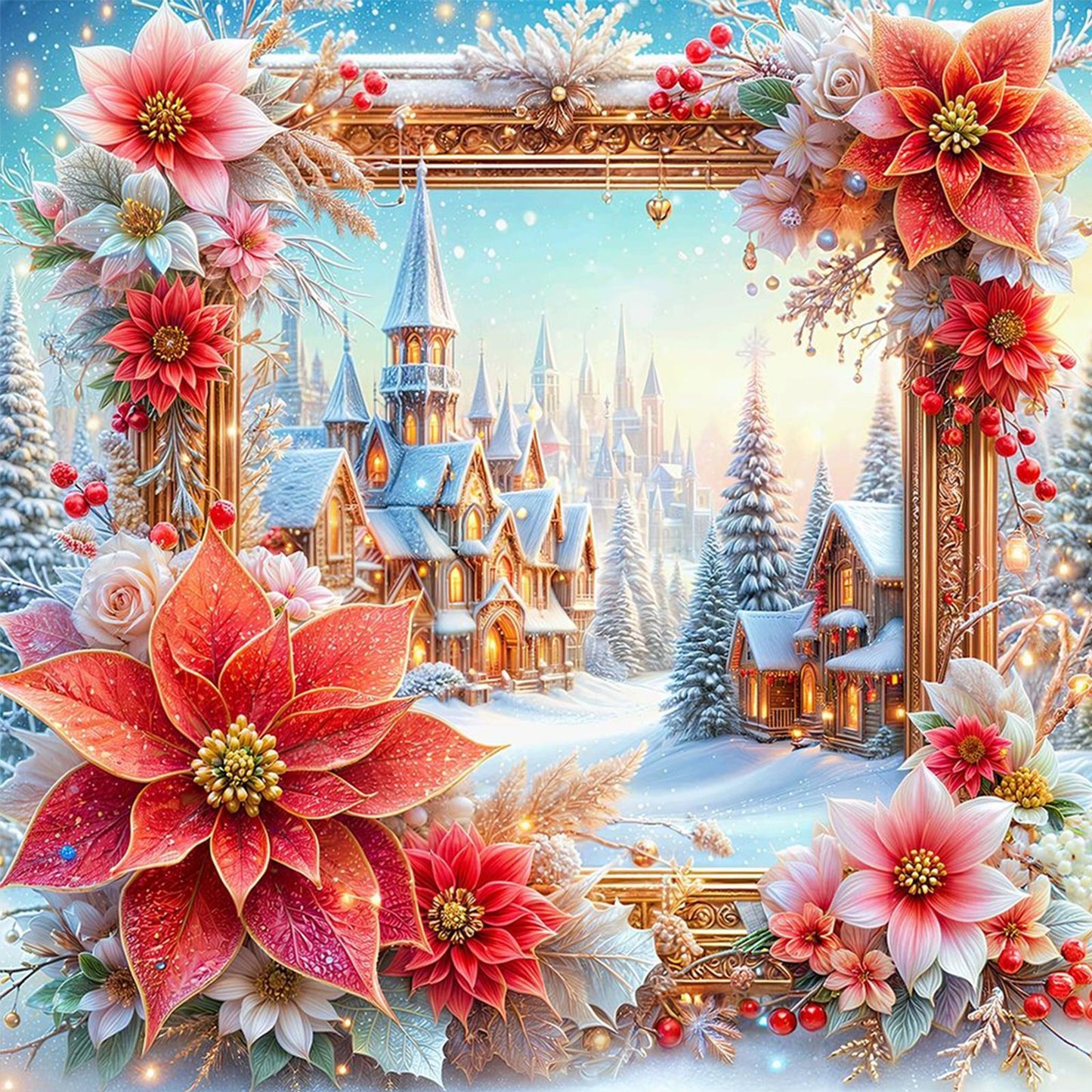 Christmas Snow Scene - Full Round Drill Diamond Painting 40*40CM