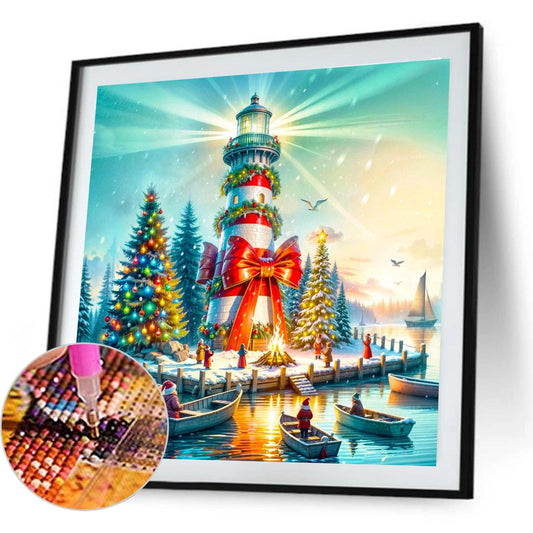 Christmas Lighthouse - Full Round Drill Diamond Painting 40*40CM