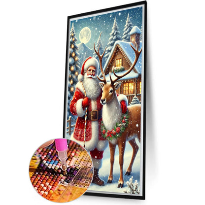 Santa Claus And Reindeer - Full Round Drill Diamond Painting 40*70CM