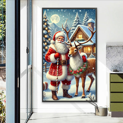 Santa Claus And Reindeer - Full Round Drill Diamond Painting 40*70CM