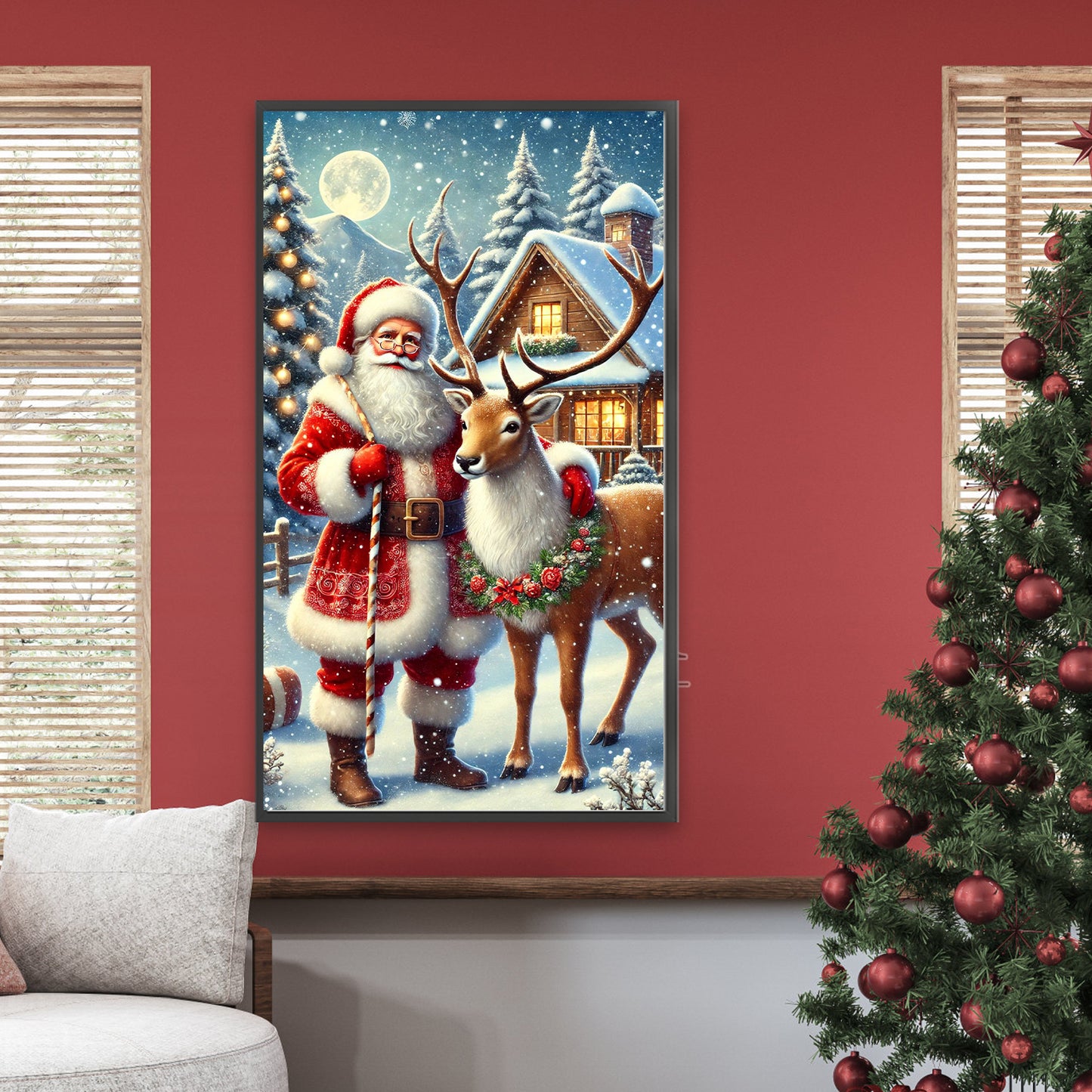 Santa Claus And Reindeer - Full Round Drill Diamond Painting 40*70CM