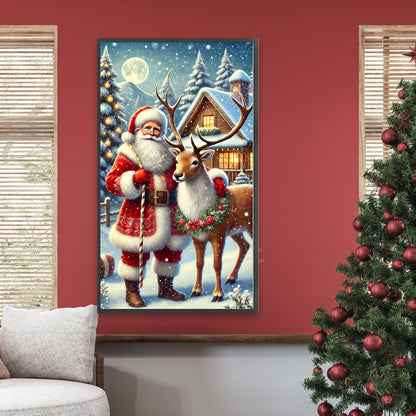 Santa Claus And Reindeer - Full Round Drill Diamond Painting 40*70CM
