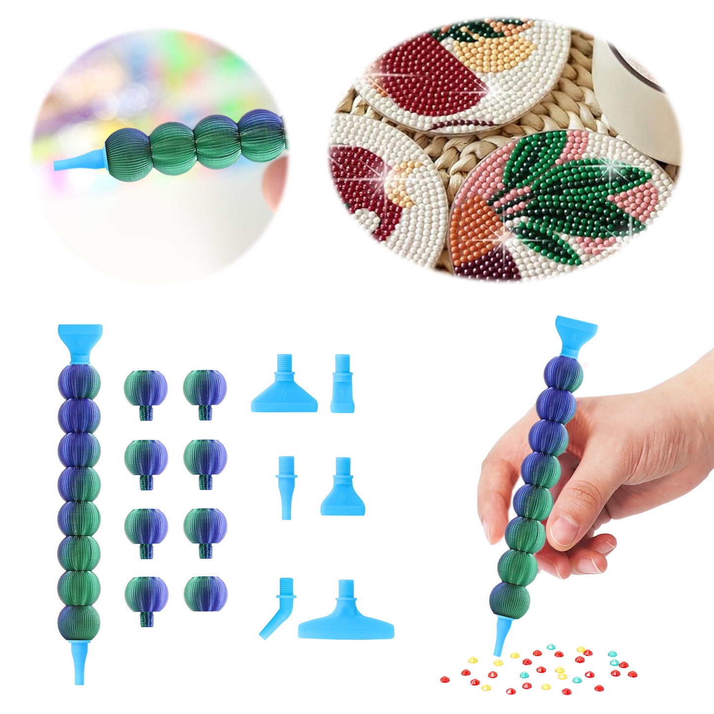 5D Diamond Painting Pen Kit Diamond Art Pen for DIY Diamond Art (Blue Green)