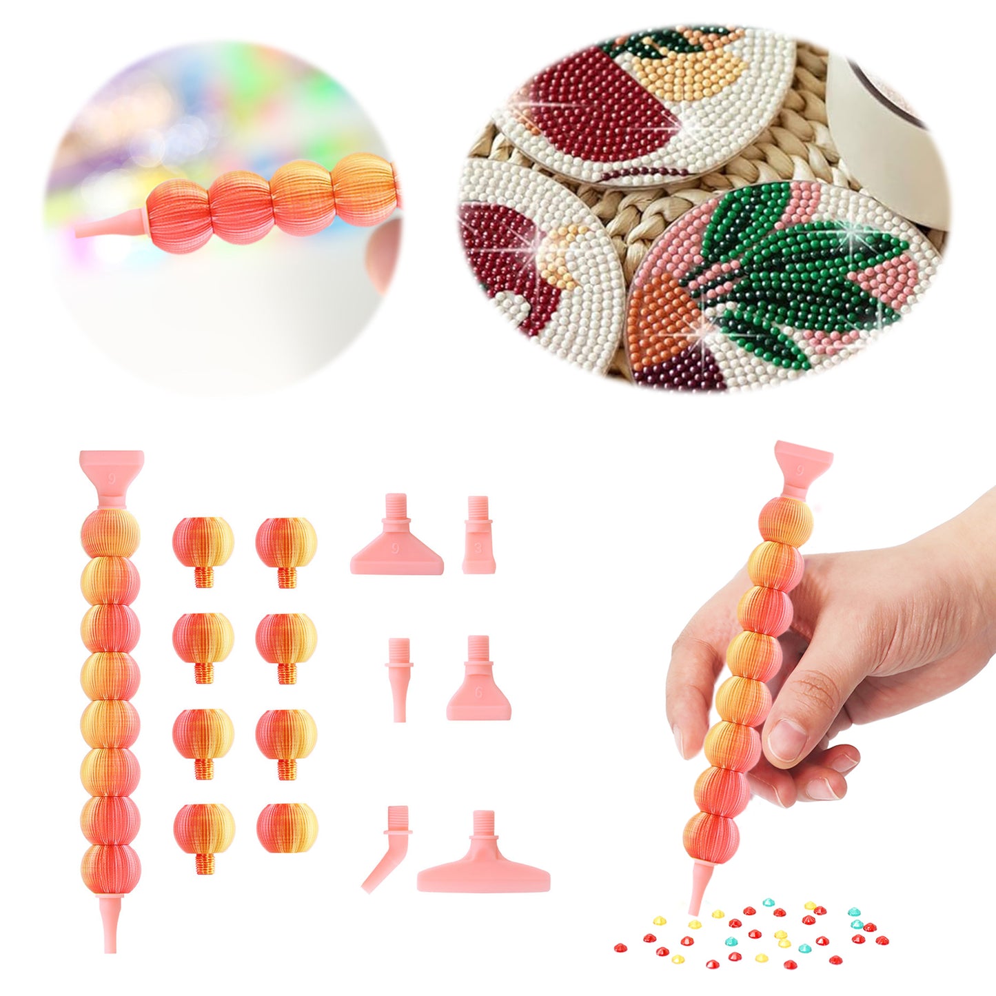 5D Diamond Painting Pen Kit Diamond Art Pen for DIY Diamond Art (Gold Red)