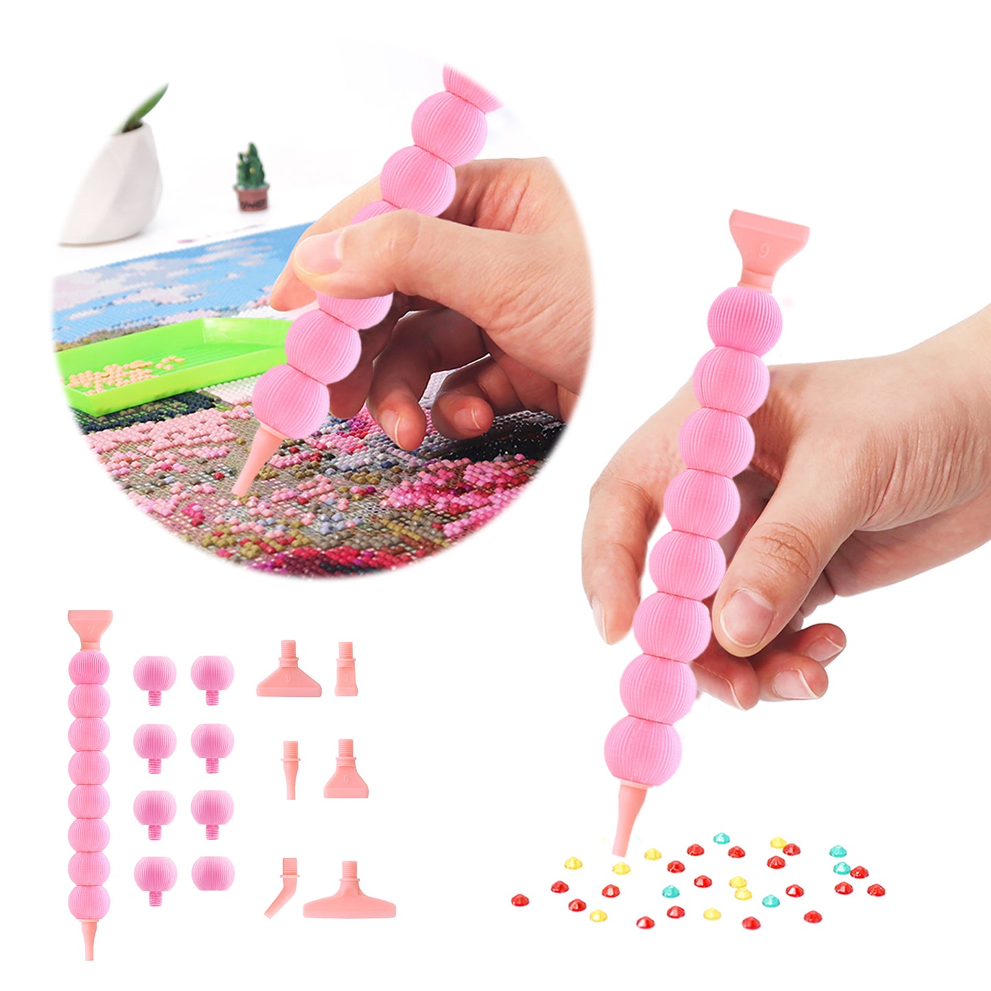 5D Diamond Painting Pen Kit Diamond Art Pen for DIY Diamond Art Tools (Pink)
